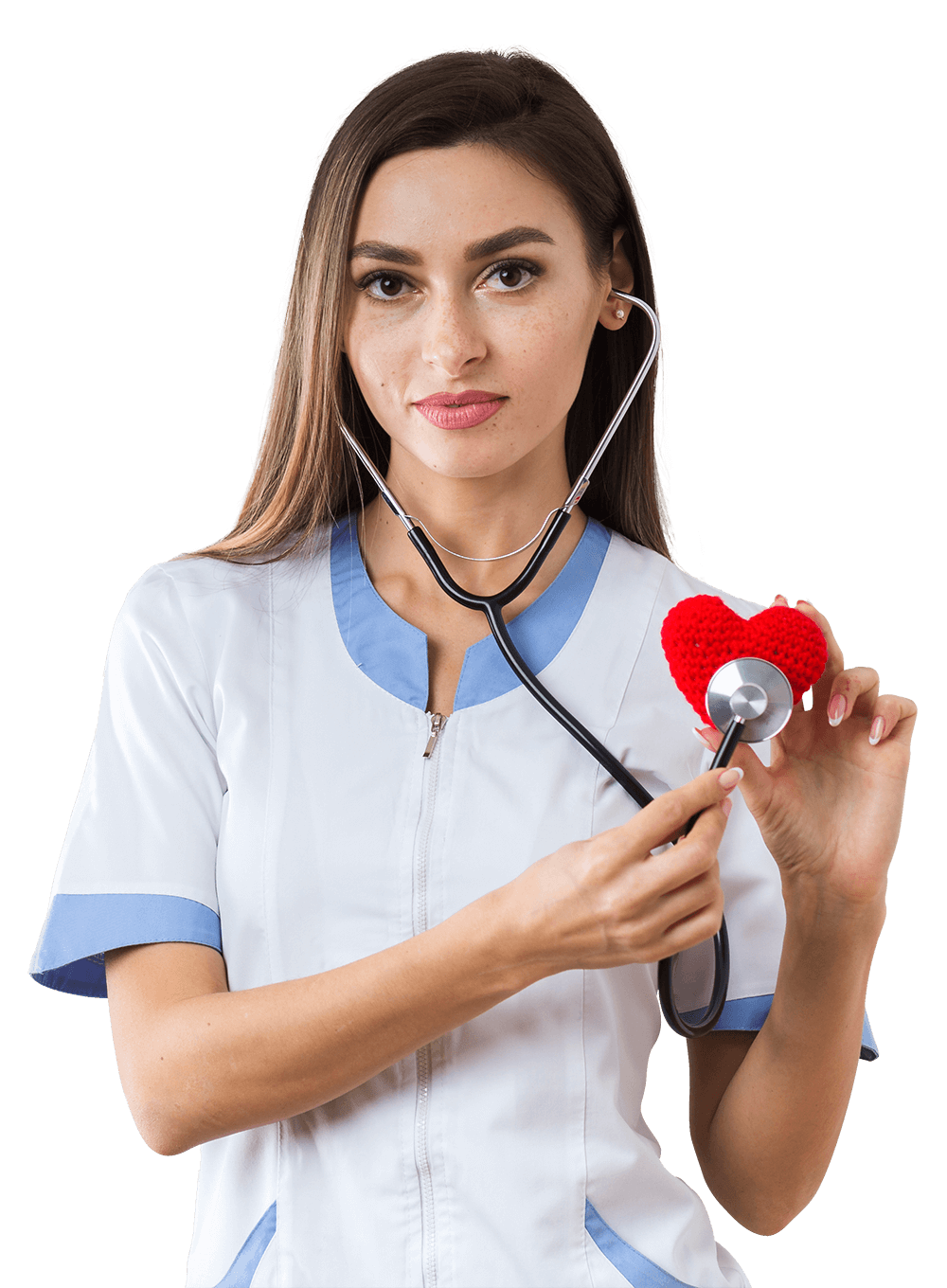 vista-frontal-bonita-doctora-sosteniendo-corazon-felpa